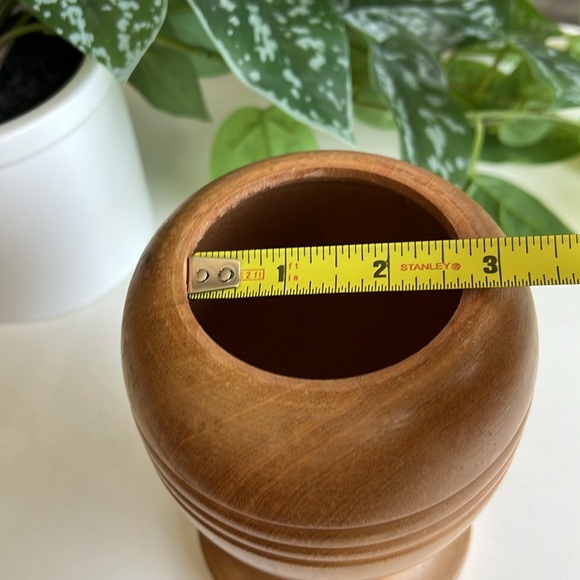 Vintage Wood Pedestal Vase Decor - Picture 8 of 14